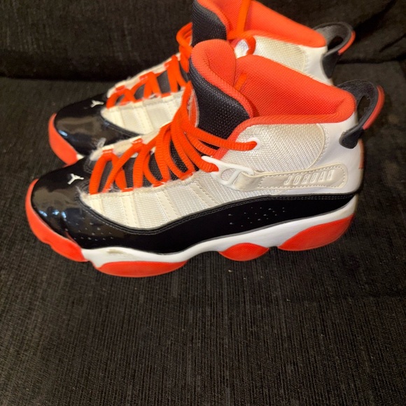 Jordan Black and Orange High-Top Sneakers with Classic Design - Picture 2 of 4
